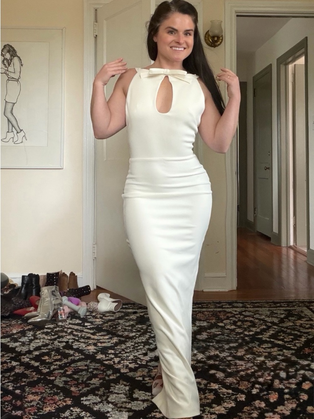 NWT - JAUS x Effie Kats Carter dress | Bow Maxi Dress with Keyhole Detail